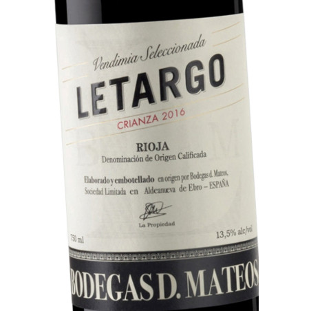 Vino LETARGO Crianza 2021. Venta Online. D. O. Ca. Rioja