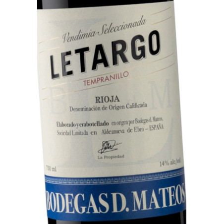 Vino LETARGO Tempranillo 2024. Venta Online. D. O. Ca. Rioja