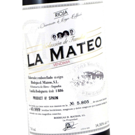 Vino LA MATEO Colección de Familia Vendimia 2023 - D.O.  Rioja