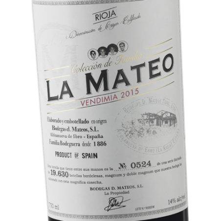 Vino LA MATEO Colección de Familia Vendimia Magnum 2020. Venta Online. D. O. Ca. Rioja
